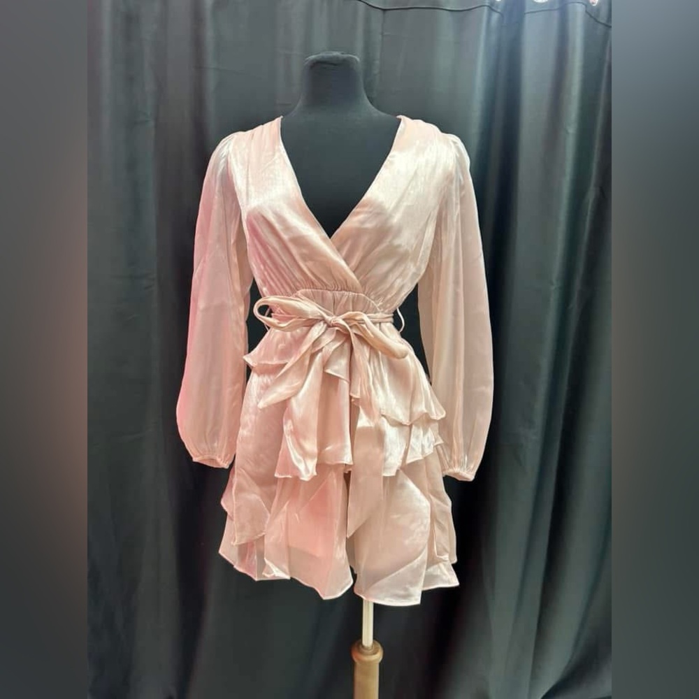 Elegant Pink Ruffle Dress multiple sizes